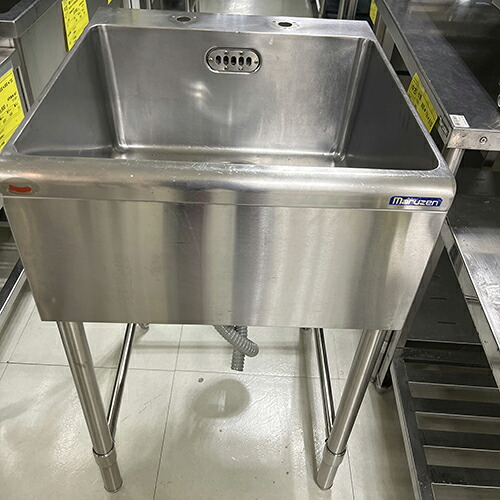 【中古】一槽シンク 三方枠 BGなし マルゼン 幅550×奥行600×高さ900 【送料別途見積】【業務用】【飲食店 店舗 厨房機器 一槽シンク 業務用一槽シンク】