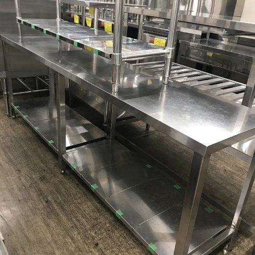 【中古】作業台 BGなし 幅2250×奥行470×高さ800 【送料別途見積】【業務用】【飲食店 店舗 厨房機器 作業台 業務用作業台】