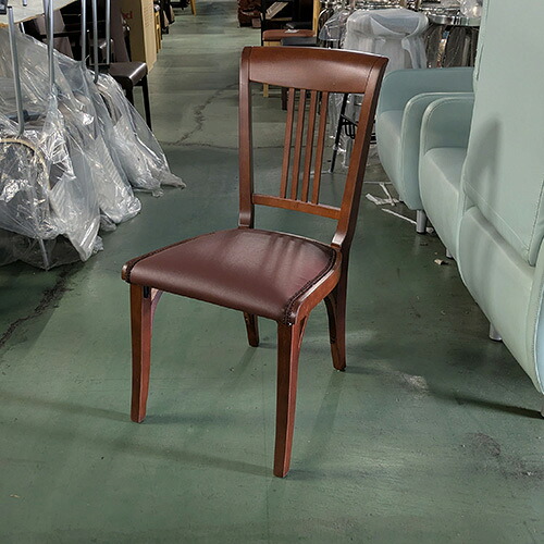 【中古】洋風イス ブラウン 座ブラウンレザー モール付き 幅440×奥行500×高さ820 座面高さ：420 【送料無料】【業務用】【飲食店 店舗 厨房機器 イス 業務用イス】