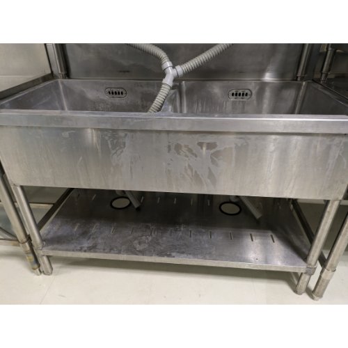 【中古】二槽シンク BGあり 幅1200×奥行600×高さ800 【送料別途見積】【業務用】【飲食店 店舗 厨房機器 二槽シンク 業務用二槽シンク】