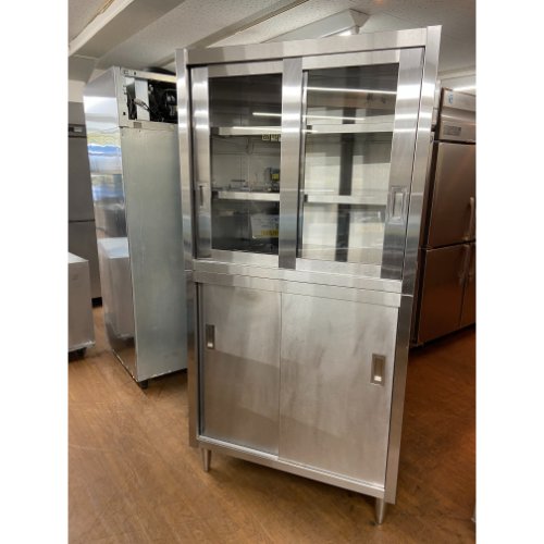 【中古】食器棚 ガラス扉 幅900×奥行600×高さ1800 【送料別途見積】【業務用】【飲食店 店舗 厨房機器 食器棚 業務用食器棚】