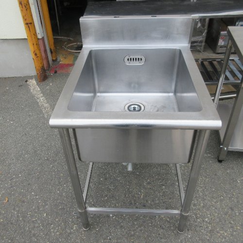 【中古】一槽シンク BGあり 幅600×奥行750×高さ840 【送料別途見積】【業務用】【飲食店 店舗 厨房機器 一槽シンク 業務用一槽シンク】