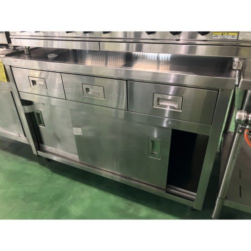 【中古】膳立て台 抽き出し付き添い人 BGなし 幅1200×奥ぶかさ800×高さ800 【貨物輸送別途積もり書き】【お役目用】【飲食店 バス発着場 勝手もと設備 膳立て台 お役目用膳立て台】