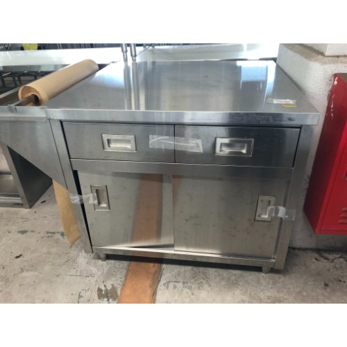 【中古】調理台 引出し付き BGなし 幅900×奥行900×高さ800 【送料別途見積】【業務用】【飲食店 店舗 厨房機器 調理台 業務用調理台】