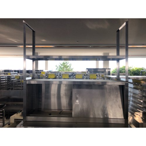 【中古】吊収納家具 上棚付き添い人 幅1160×奥ぶかさ300×高さ1100 【貨物輸送別途積もり書き】【お役目用】【飲食店 バス発着場 勝手もと設備 平棚 上棚 お役目用平棚 お役目用上棚】
