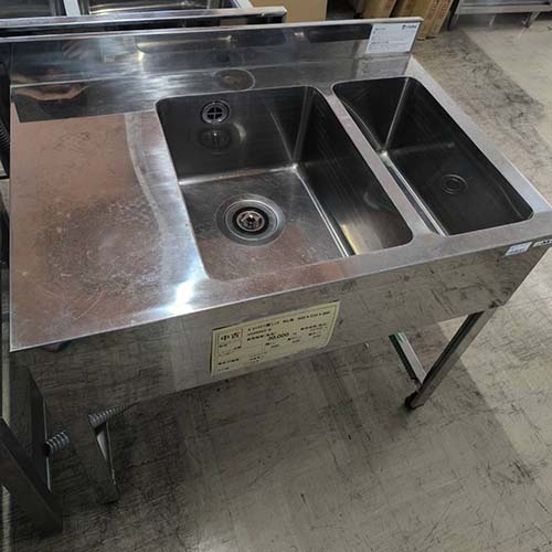 【中古】一槽シンク ダスト付き BGあり 幅900×奥行600×高さ800 【送料別途見積】【業務用】【飲食店 店舗 厨房機器 一槽シンク 業務用一槽シンク】