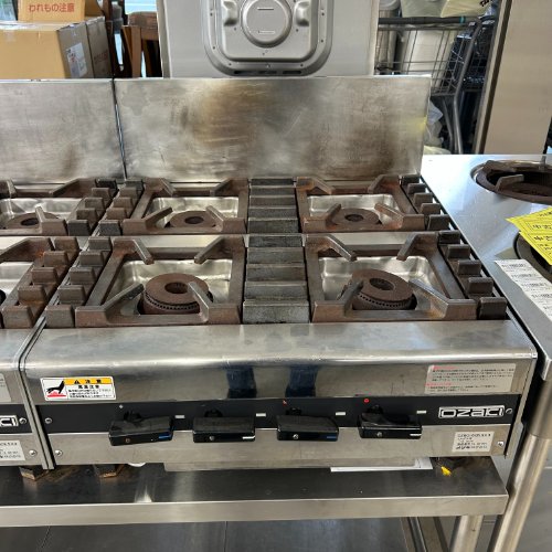 【中古】4口テーブルコンロ オザキ OZ60-60K 幅600×奥行600×高さ270 LPG(プロパンガス) 【送料別途見積】【業務用】【飲食店 店舗 厨房機器 卓上ガスコンロ 業務用卓上ガスコンロ】