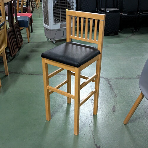 【中古】和風カウンタイス 自然的 座黒なめし革 幅370×奥ぶかさ400×高さ1010 座面高さ：720 【貨物輸送無料】【お役目用】【飲食店 バス発着場 勝手もと設備 カウンタ女性議長 お役目用カウンタ女性議長】