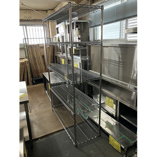 【中古】ワイヤーシェルフ マルゼン 幅1200×奥行450×高さ1900 【送料別途見積】【業務用】【飲食店 店舗 厨房機器 ラック シェルフ 業務用ラック 業務用シェルフ】