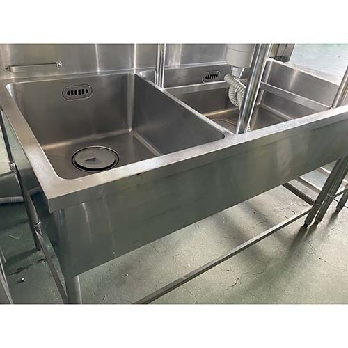 【中古】二槽シンク BGあり 幅1500×奥行750×高さ830 【送料別途見積】【業務用】【飲食店 店舗 厨房機器 二槽シンク 業務用二槽シンク】