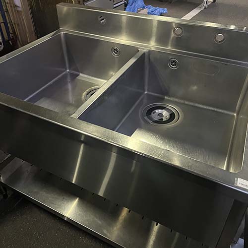 【中古】二槽シンク BGあり 幅1200×奥行800×高さ800 【送料別途見積】【業務用】【飲食店 店舗 厨房機器 二槽シンク 業務用二槽シンク】