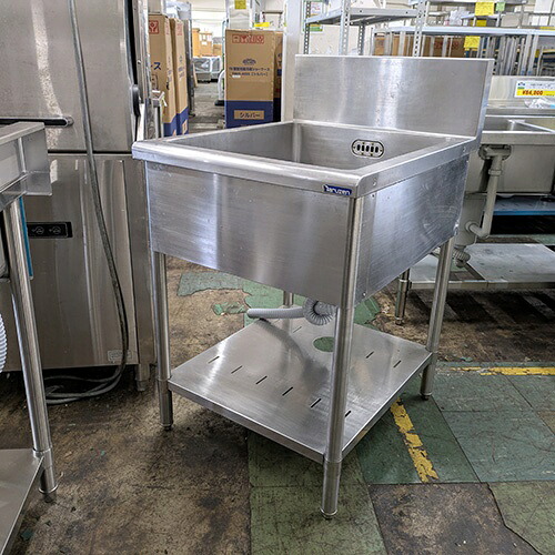 【中古】一槽シンク BGあり 幅600×奥行750×高さ850 【送料別途見積】【業務用】【飲食店 店舗 厨房機器 一槽シンク 業務用一槽シンク】