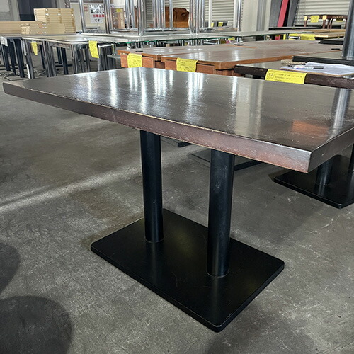 【中古】テーブル(天板DB/2ポール脚) 幅1200×奥行700×高さ700 【送料無料】【業務用】【飲食店 店舗 厨房機器 テーブル 業務用テーブル】