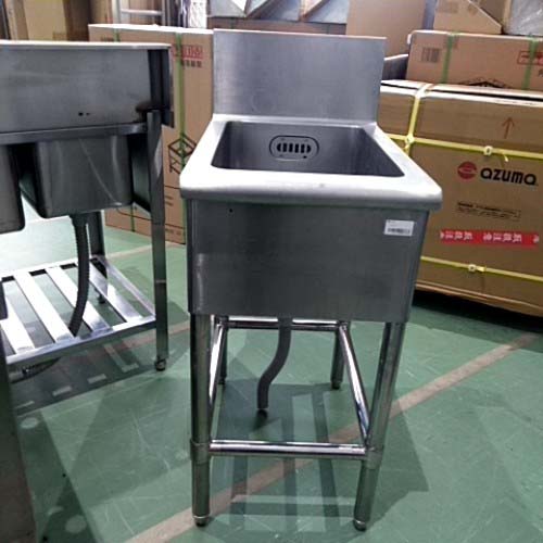 【中古】一槽シンク BGあり 幅410×奥行630×高さ800 座面高さ：あり 【送料別途見積】【業務用】【飲食店 店舗 厨房機器 一槽シンク 業務用一槽シンク】