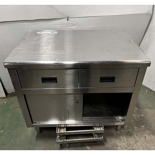 【中古】膳立て台 抽き出し付き添い人 BGなし 幅900×奥ぶかさ600×高さ800 【貨物輸送別途積もり書き】【お役目用】【飲食店 バス発着場 勝手もと設備 膳立て台 お役目用膳立て台】