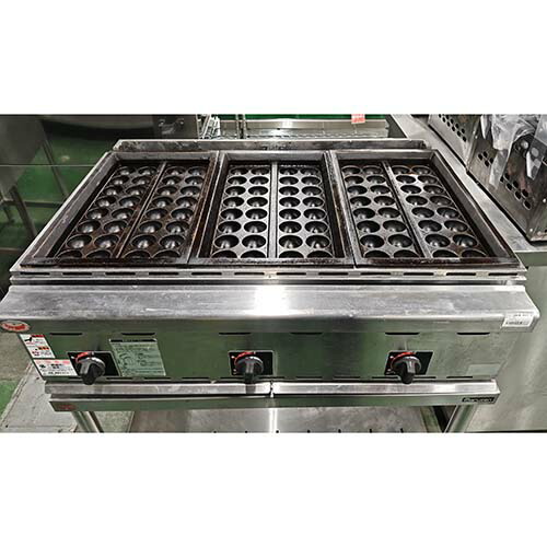 【実業家最長1年引きうける】【中古】屁っ放りたこ焼き器 3連 架台付き添い人 マルゼン MGKT-3 幅750×奥ふかさ600×高さ285 都市屁っ放り 【貨物輸送別途積もり書き】【御勤め用】【飲食店 バス発着場 勝手もと備品 風変わり焼物器 御勤め用風変わり焼物器】