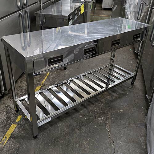 【中古】御役目台 抽き出し付き添い人 BGなし 幅1500×奥ぶかさ450×高さ800 【貨物輸送別途積もり書き】【お役目用】【飲食店 バス発着場 勝手もと設備 御役目台 お役目用御役目台】