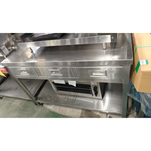 【中古】膳立て台引出付き 幅1200×奥ぶかさ750×高さ850 【貨物輸送別途積もり書き】【お役目用】【飲食店 バス発着場 勝手もと設備 膳立て台 お役目用膳立て台】