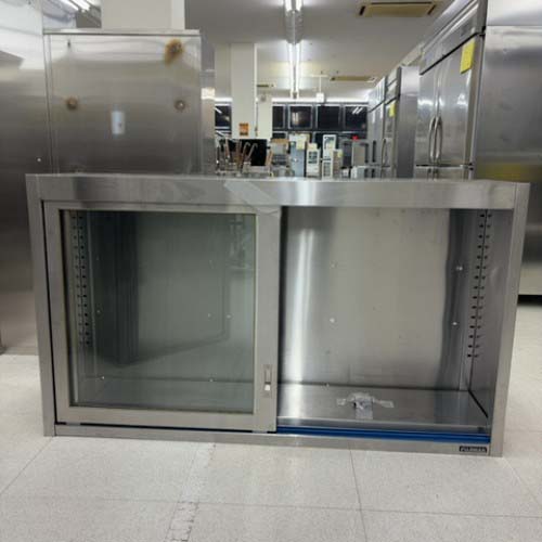 【中古】吊収納家具 瑠璃戸 幅1390×奥ぶかさ350×高さ800 【貨物輸送別途積もり書き】【お役目用】【飲食店 バス発着場 勝手もと設備 吊収納家具 お役目用吊収納家具】