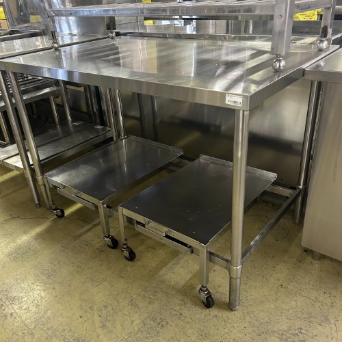 【中古】作業台(炊飯台付き×2) 幅1200×奥行750×高さ800 【送料別途見積】【業務用】【飲食店 店舗 厨房機器 作業台 業務用作業台】