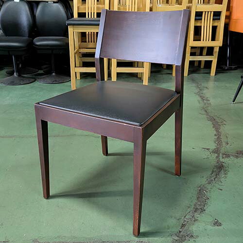 【中古】洋風イス ブラウン 座黒レザー 背板 幅450×奥行480×高さ750 座面高さ：450 【送料無料】【業務用】【飲食店 店舗 厨房機器 イス 業務用イス】