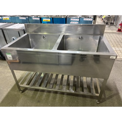 【中古】二槽シンク BGあり 幅1250×奥行650×高さ800 【送料別途見積】【業務用】【飲食店 店舗 厨房機器 二槽シンク 業務用二槽シンク】