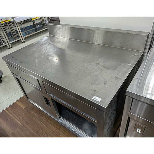 【中古】膳立て台 抽き出し付き添い人 幅1200×奥ぶかさ750×高さ800 【貨物輸送別途積もり書き】【お役目用】【飲食店 バス発着場 勝手もと設備 膳立て台 お役目用膳立て台】