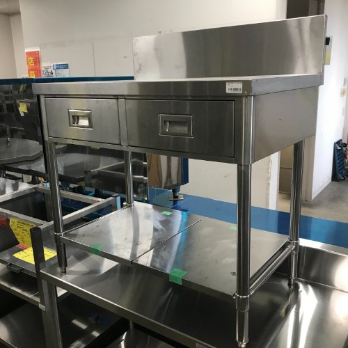【中古】作業台 引出し付き BGあり 幅920×奥行600×高さ800 【送料別途見積】【業務用】【飲食店 店舗 厨房機器 作業台 業務用作業台】|厨房機器と店舗用品 TENPOS
