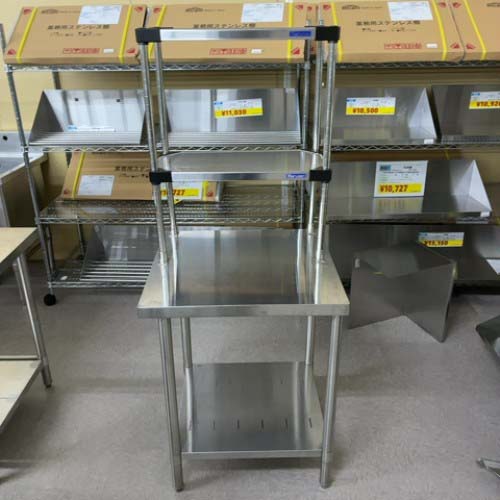 【中古】作業台 上棚付き BGなし 幅640×奥行605×高さ800 【送料別途見積】【業務用】【飲食店 店舗 厨房機器 作業台 業務用作業台】