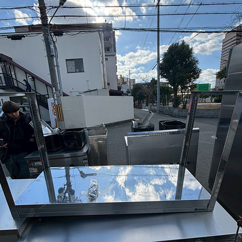 【中古】天吊り棚 幅1200×奥ぶかさ400×高さ900 【貨物輸送別途積もり書き】【お役目用】【飲食店 バス発着場 勝手もと設備 吊収納家具 お役目用吊収納家具】