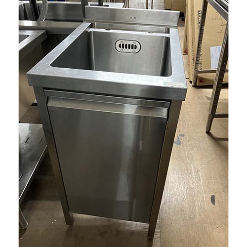 【中古】一槽シンク 扉付き BGあり 幅450×奥行650×高さ850 【送料別途見積】【業務用】【飲食店 店舗 厨房機器 一槽シンク 業務用一槽シンク】