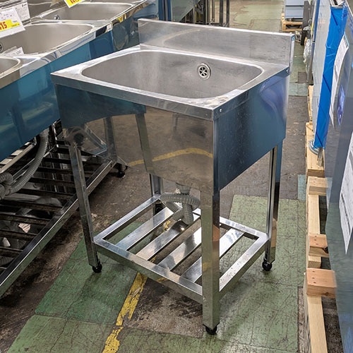 【中古】一槽シンク BGあり 東製作所(アズマ) 幅600×奥行450×高さ800 【送料別途見積】【業務用】【飲食店 店舗 厨房機器 一槽シンク 業務用一槽シンク】