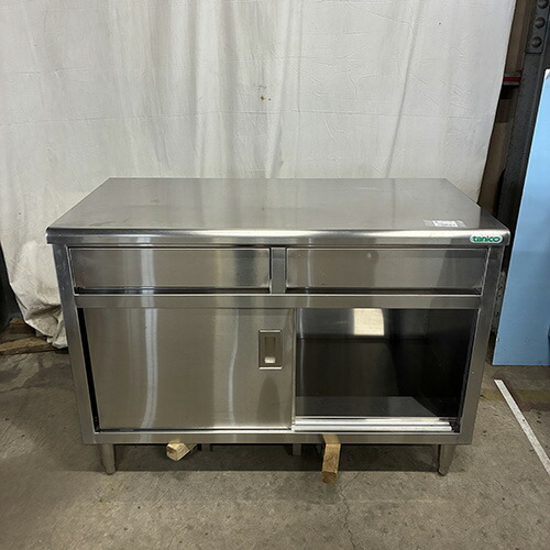【中古】膳立て台 抽き出し付き添い人 BGなし 幅1200×奥ふかさ600×高さ850 【貨物輸送別途積もり書き】【御勤め用】【飲食店 バス発着場 勝手もと備品 やり方台 御勤め用やり方台】