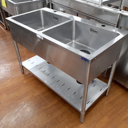 【中古】二槽シンク マルゼン BS2-126NH 幅1200×奥行600×高さ850 【送料別途見積】【業務用】【飲食店 店舗 厨房機器 二槽シンク 業務用二槽シンク】