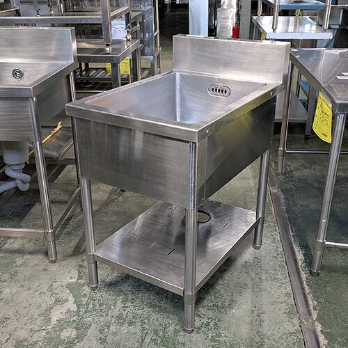 【中古】一槽シンク BGあり 幅520×奥行750×高さ800 【送料別途見積】【業務用】【飲食店 店舗 厨房機器 一槽シンク 業務用一槽シンク】 13,860円