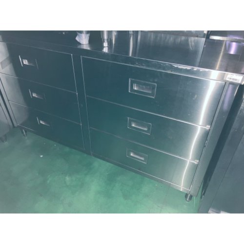 【中古】膳立て台 抽き出し付き添い人 BGなし 幅1400×奥ぶかさ450×高さ800 【貨物輸送別途積もり書き】【お役目用】【飲食店 バス発着場 勝手もと設備 膳立て台 お役目用膳立て台】