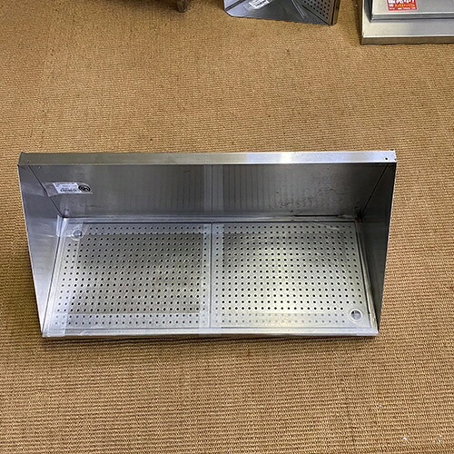 【中古】水切り平棚 背板付き添い人 幅750×奥ふかさ300×高さ300 【貨物輸送別途積もり書き】【御役目用】【飲食店 バス発着場 御厨子所計器 平棚 上棚 御役目用平棚 御役目用上棚】