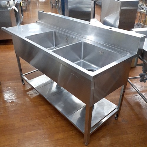 【中古】二槽ソイルドシンク DDW-DE6 幅1750×奥行700×高さ820 【送料別途見積】【業務用】【飲食店 店舗 厨房機器 二槽シンク 業務用二槽シンク】