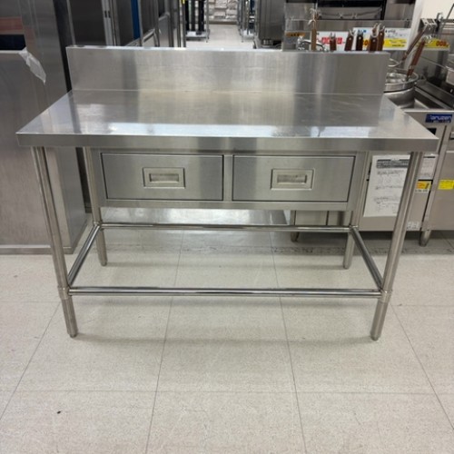 【中古】作業台 引出し付き BGあり 幅1200×奥行600×高さ800 【送料別途見積】【業務用】【飲食店 店舗 厨房機器 作業台 業務用作業台】