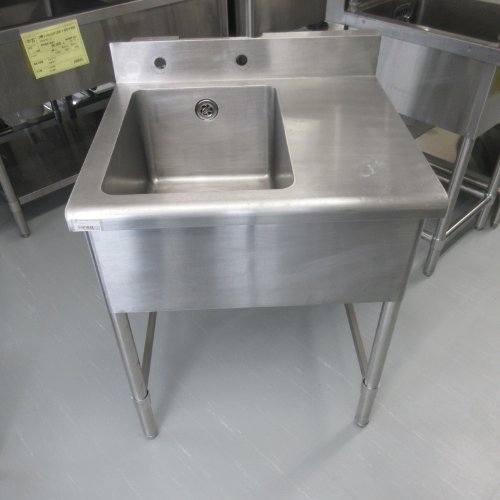 【中古】一槽シンク 台付き 三方枠 BGあり 幅660×奥行600×高さ800 【送料別途見積】【業務用】【飲食店 店舗 厨房機器 二槽シンク 業務用二槽シンク】