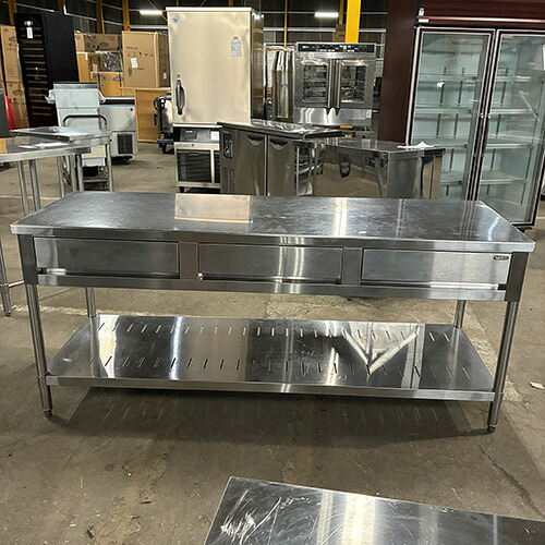 【中古】御役目台 抽き出し付き添い人 抽き出し×3 幅1800×奥ぶかさ600×高さ800 【貨物輸送別途積もり書き】【お役目用】【飲食店 バス発着場 勝手もと設備 御役目台 お役目用御役目台】