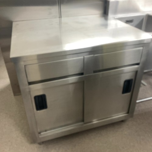 【中古】膳立て台 引き出し付き添い人 幅900×奥ふかさ750×高さ800 【貨物輸送別途積もり書き】【御役目用】【飲食店 バス発着場 勝手もと装具 膳立て台 御役目用膳立て台】