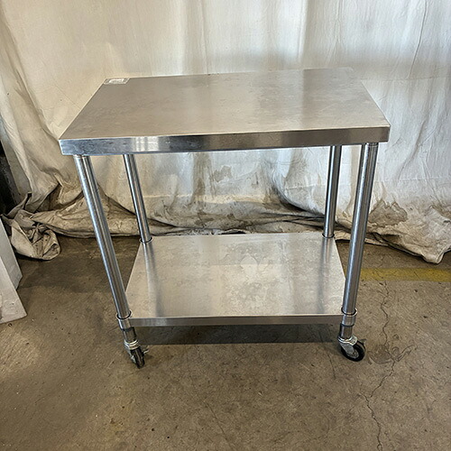 【中古】作業台 キャスター付き BGなし 幅750×奥行450×高さ800 【送料別途見積】【業務用】【飲食店 店舗 厨房機器 作業台 業務用作業台】
