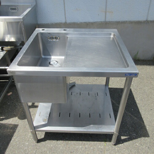 【中古】一槽シンク 水切り付き BGなし マルゼン 幅750×奥行700×高さ800 【送料別途見積】【業務用】【飲食店 店舗 厨房機器 一槽シンク 業務用一槽シンク】|厨房機器と店舗用品 TENPOS