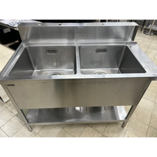 【中古】右ソイルドシンク(左二槽) BGあり 幅1200×奥行700×高さ800 【送料別途見積】【業務用】【飲食店 店舗 厨房機器 特殊シンク 業務用特殊シンク】