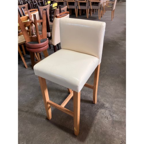 【中古】木製カウンターイス(アイボリー) 幅400×奥行430×高さ950 高さ座面：700 【送料無料】【業務用】