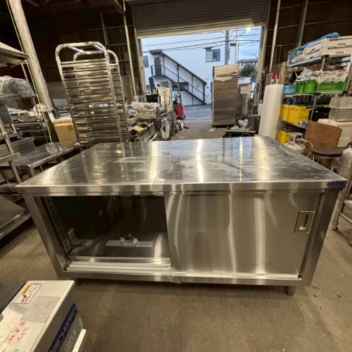 【中古】膳立て台 両面扉 マルゼン 幅1500×奥ふかさ900×高さ800 【貨物輸送別途積もり書き】【御勤め用】【飲食店 バス発着場 勝手もと備品 膳立て台 御勤め用膳立て台】