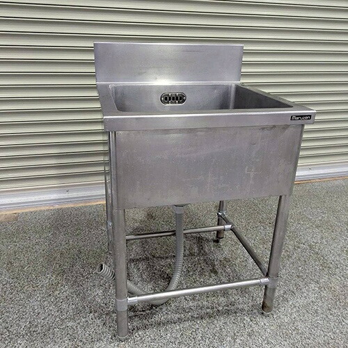 【中古】一槽シンク BGあり 幅600×奥ふかさ600×高さ800 【貨物輸送別途積もり書き】【お役目用】【飲食店 バス発着場 勝手もと装置 一槽シンク お役目用一槽シンク】