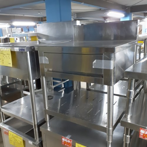 【中古】コンロ台 引出し付き BGあり 幅600×奥行600×高さ670 【送料別途見積】【業務用】【飲食店 店舗 厨房機器 ガス台 業務用ガス台】