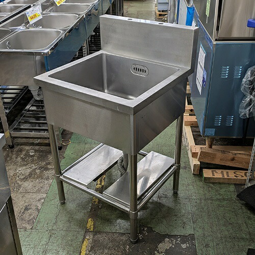 【中古】一槽シンク BGあり 幅600×奥行600×高さ850 【送料別途見積】【業務用】【飲食店 店舗 厨房機器 一槽シンク 業務用一槽シンク】
